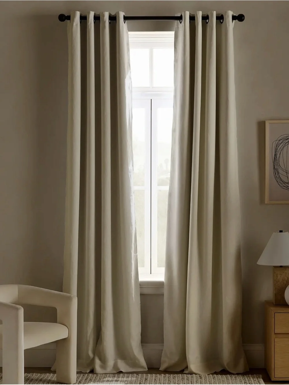 NWOT Quince European Linen Grommet True Blackout Curtain - Single Panel (Ivory)